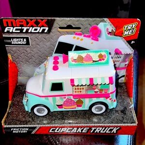 Maxx Action Cup Cake Truck Friction Motor Rubber Tires Lights and Sound Ages 3+